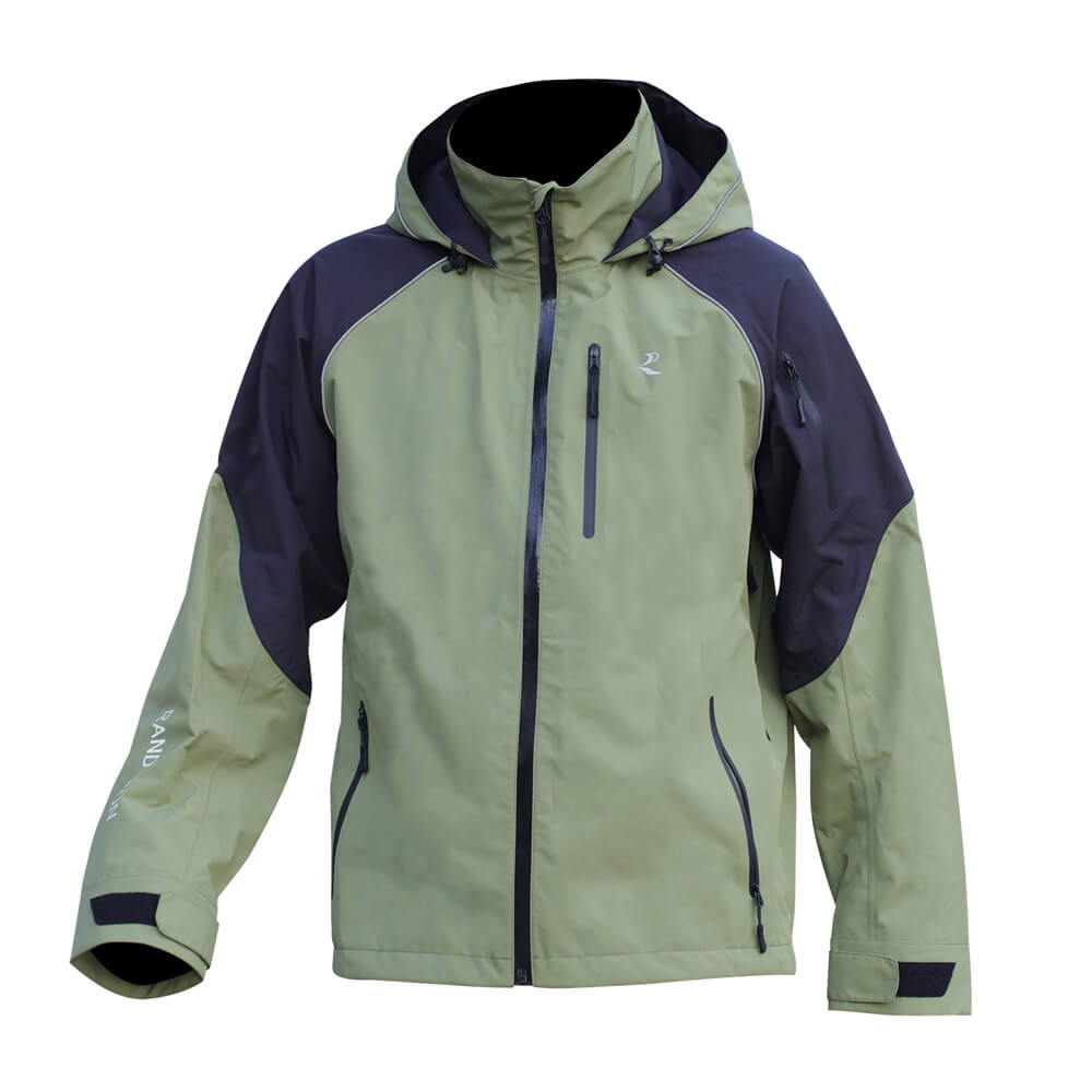 Randy Sun Reflective Breathable Waterproof Rain Jacket, Hooded Lightweight Soft Shell Windbreaker Olive Olive 001 / M