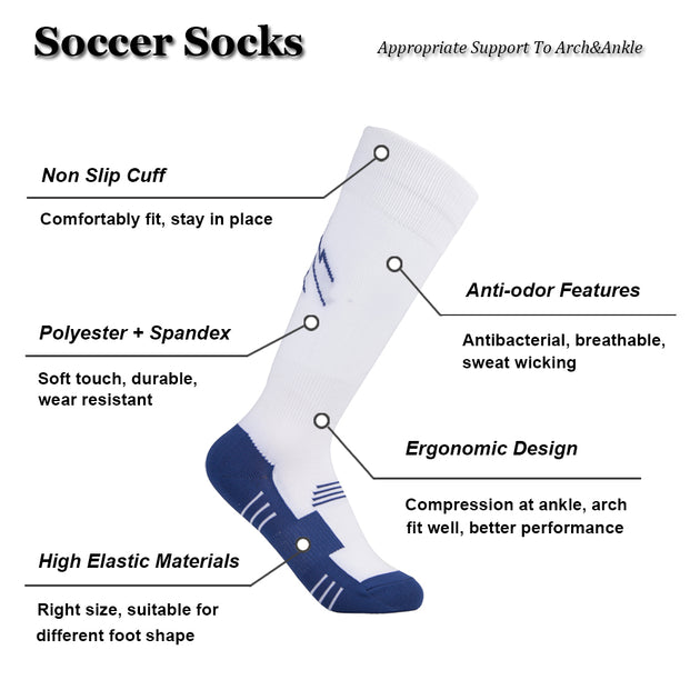 2Pairs Soccer Socks High Long Baseball Socks Football Socks Knee High  Sports Socks,Child-Black 